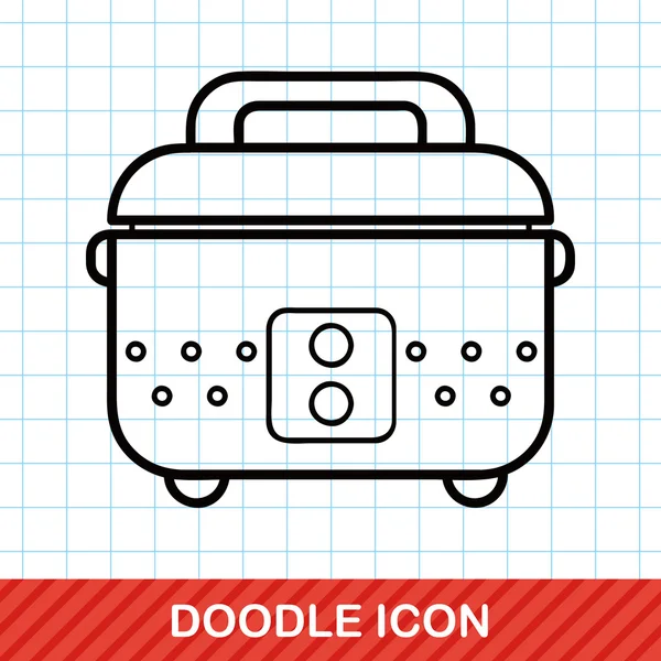 Rice cooker doodle vektör çizim