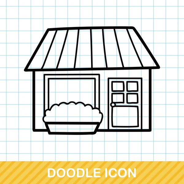 Boutique magasin doodle vecteur illustration — Image vectorielle