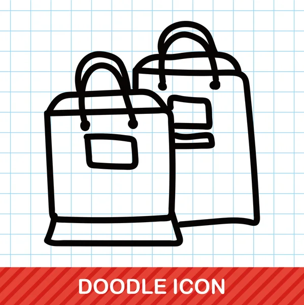 Bolsa de compras color doodle vector ilustración — Vector de stock