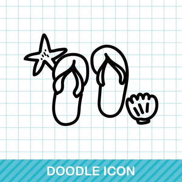 Flip flop color doodle vector illustration — Stock Vector