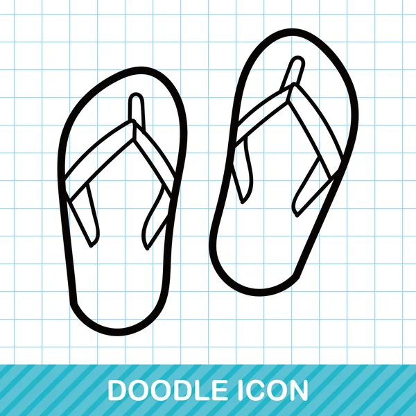 Flip flop color doodle vector illustration — Stock Vector