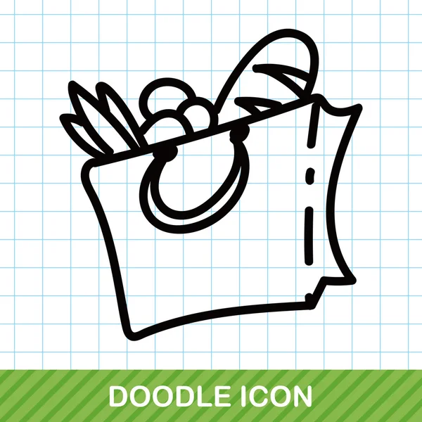 Bolsa de compras color doodle vector ilustración — Vector de stock