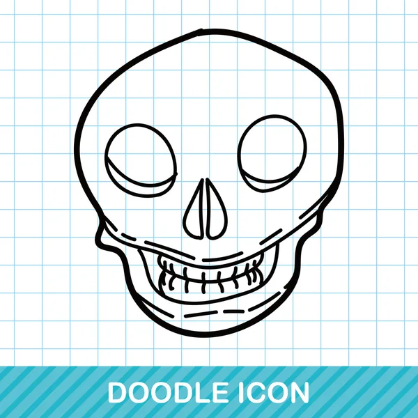 Cráneo color garabato vector ilustración — Vector de stock