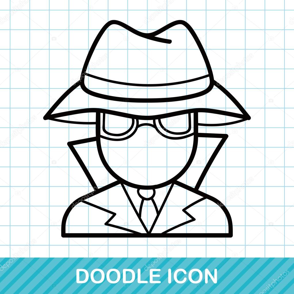 Detective doodle vector illustration