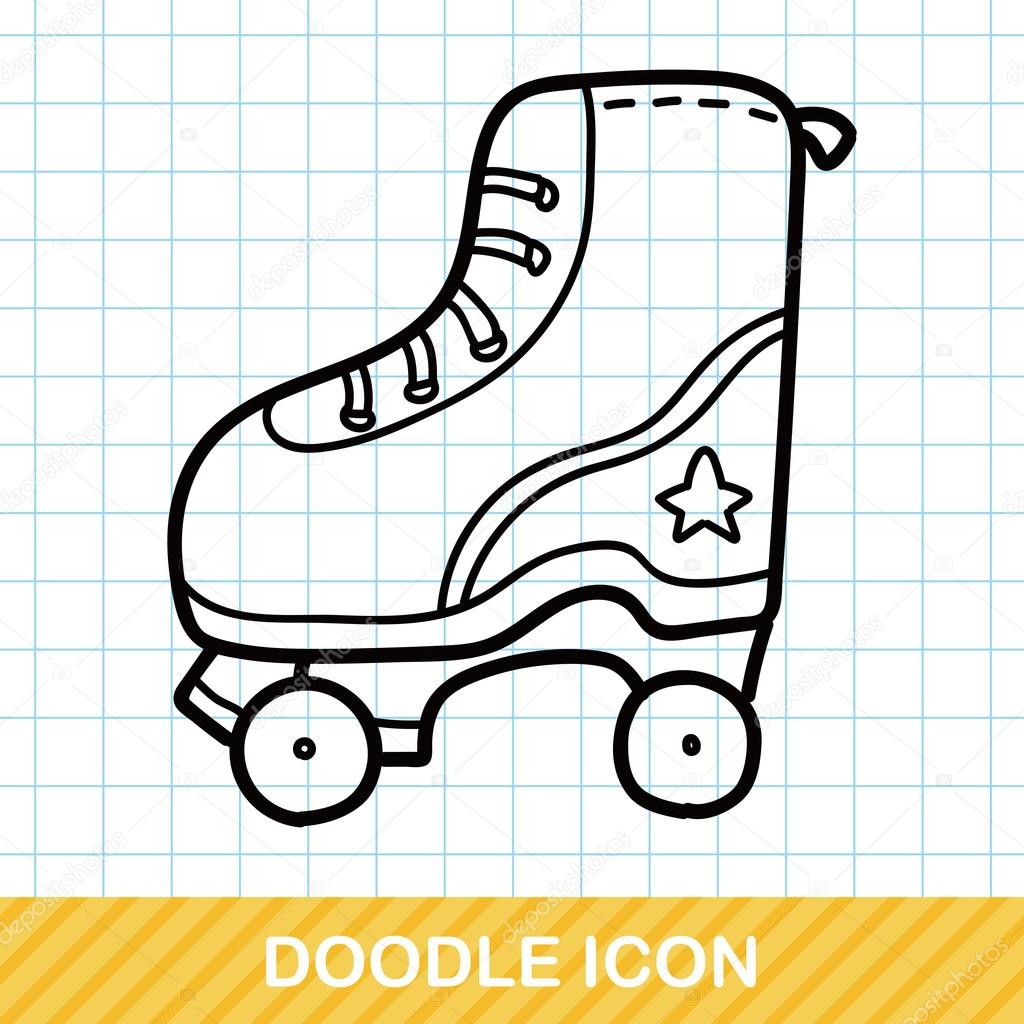 Roller skates doodle vector illustration