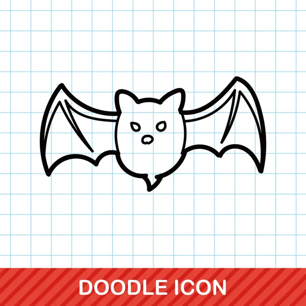 Murciélago doodle vector ilustración — Vector de stock