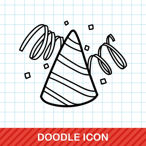 Aniversário chapéu doodle vetor ilustração — Vetor de Stock