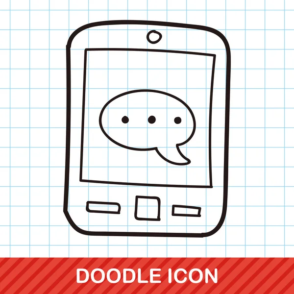Mobiele telefoon doodle vectorillustratie — Stockvector