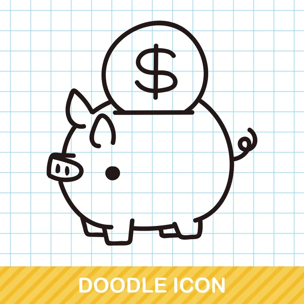 Piggybank doodle vector ilustración — Vector de stock