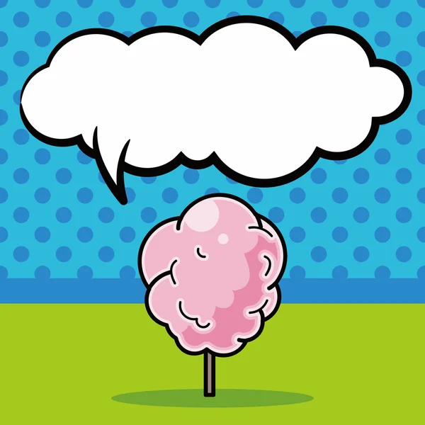 Cotton candy doodle, speech bubble vector illustration - Stok Vektor