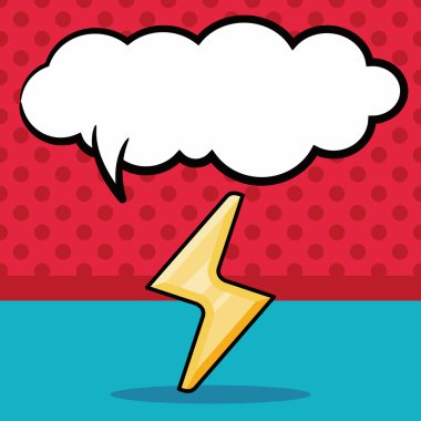 Yıldırım doodle, konuşma balonu vektör çizim