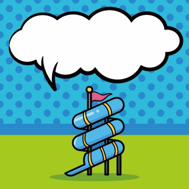 su kaydırağı doodle, konuşma balonu vektör çizim