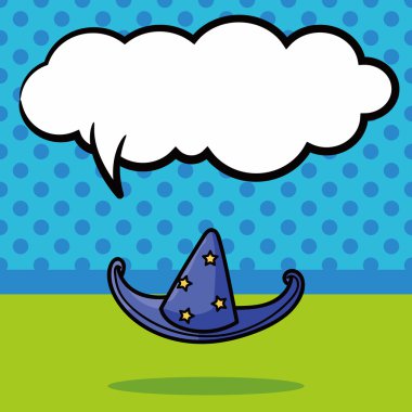 cadının şapka doodle, konuşma balonu vektör çizim