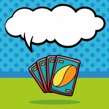 oyun kartı doodle, konuşma balonu vektör çizim