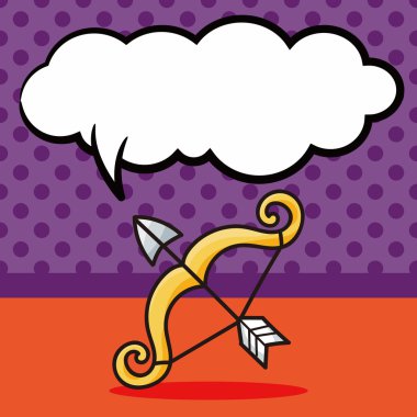 Okçuluk doodle, konuşma balonu vektör çizim