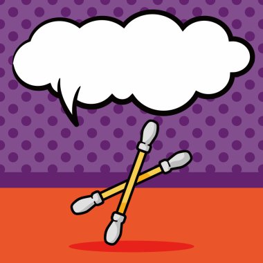 Pamuk temizleme bezi doodle, konuşma balonu vektör çizim