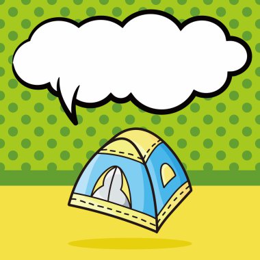 çadır doodle, konuşma balonu vektör çizim