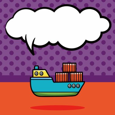 gemi navlun doodle, konuşma balonu vektör çizim