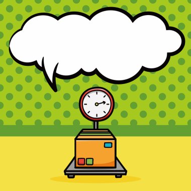 Esya kutusu doodle, konuşma balonu vektör çizim