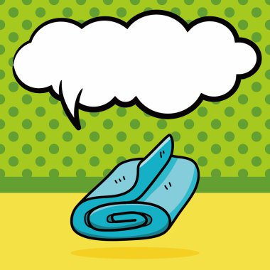 Yoga Mat doodle, konuşma balonu vektör çizim