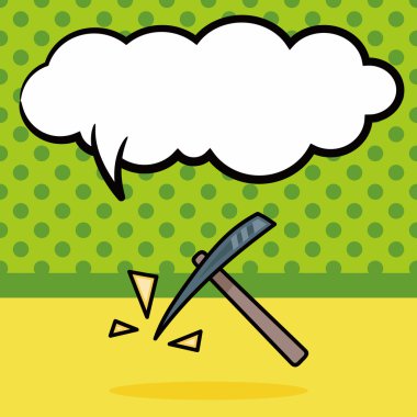 hammer doodle, speech bubble vector illustration