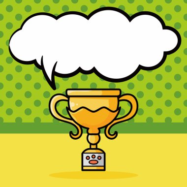 evde beslenen hayvan madalya kupa doodle, konuşma balonu vektör çizim