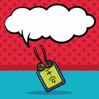 Çin tılsım doodle, konuşma balonu vektör çizim
