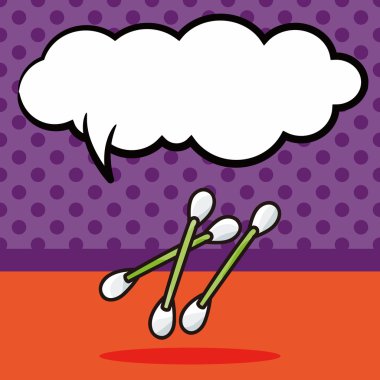 Pamuk temizleme bezi doodle, konuşma balonu vektör çizim