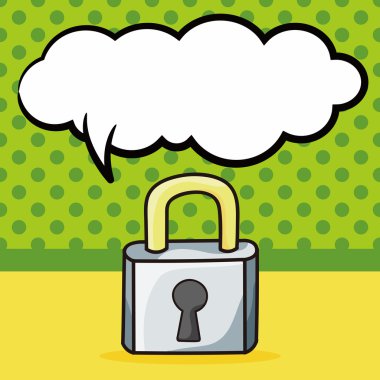 kilit doodle, konuşma balonu vektör çizim