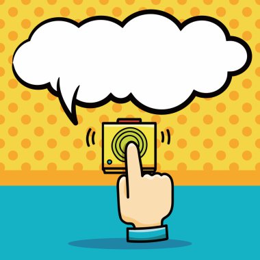 Parmak izi makine doodle, konuşma balonu vektör çizim vektör çizim