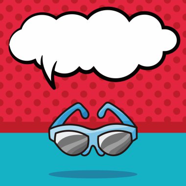 güneş gözlüğü doodle, konuşma balonu vektör çizim