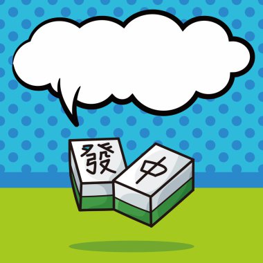 Çin mahjong doodle, konuşma balonu vektör çizim