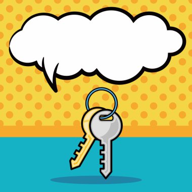anahtar doodle, konuşma balonu vektör çizim