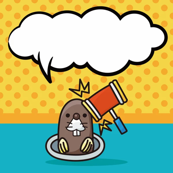 Whack-a-mol doodle, konuşma balonu vektör çizim