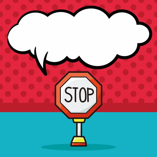 Stop sign barreiras de segurança doodle, ilustração do vetor da bolha de fala — Vetor de Stock