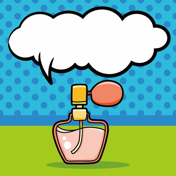 Perfume garabato, discurso burbuja vector ilustración — Vector de stock