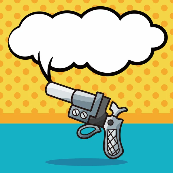 Gun doodle, speech bubble vector illustration — Stock Vector