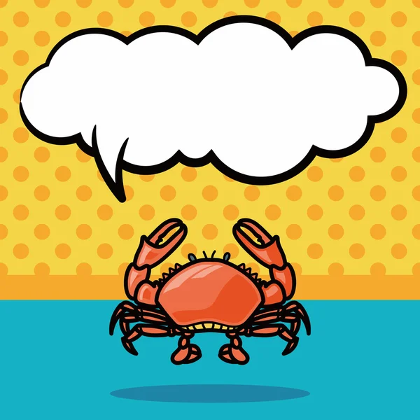 Meerestier Krabben Doodle, Sprechblasen Vektor Illustration — Stockvektor