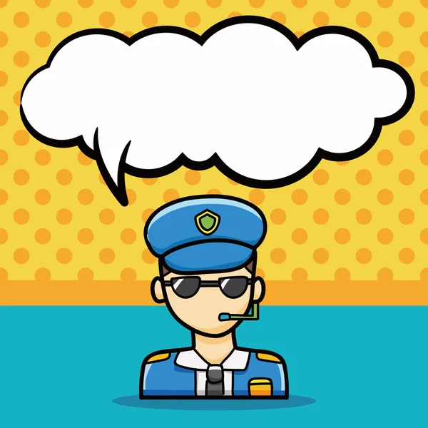 Αστυνομικός doodle, εικονογράφηση φορέας φούσκα ομιλία — Διανυσματικό Αρχείο
