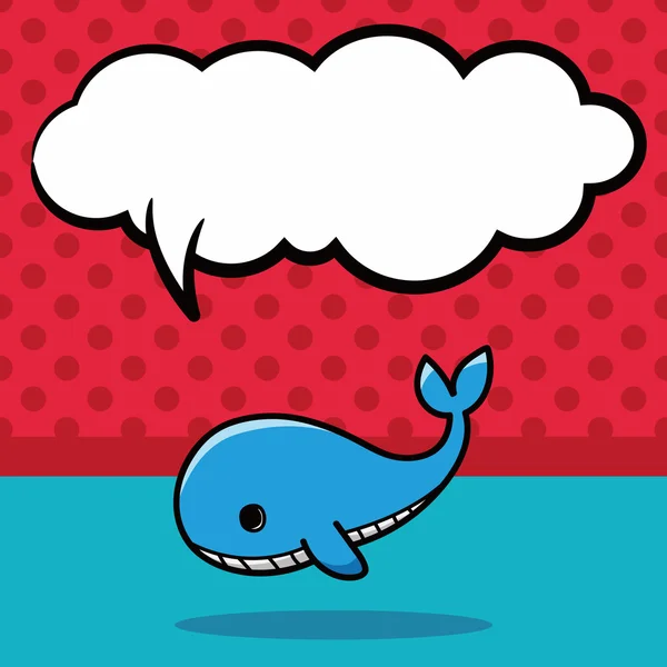 Sea animal whale doodle, speech bubble vector illustration — Stock Vector