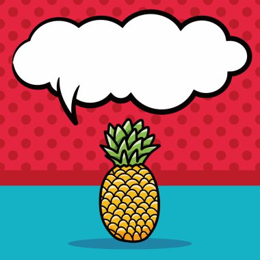 ananas doodle, konuşma balonu vektör çizim