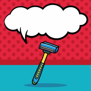 Traş makineleri doodle, konuşma balonu vektör çizim