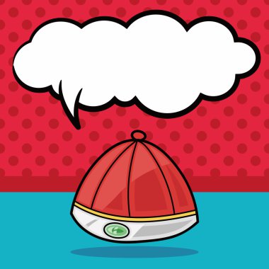 Çin şapka doodle, konuşma balonu vektör çizim