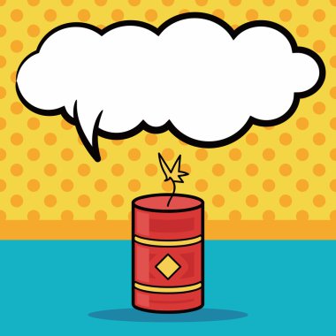 Çince havai fişek doodle, konuşma balonu vektör çizim