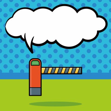 Tren geçişleri doodle, konuşma balonu vektör çizim