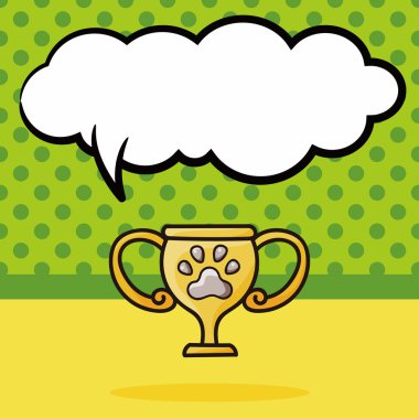 evde beslenen hayvan madalya kupa doodle, konuşma balonu vektör çizim