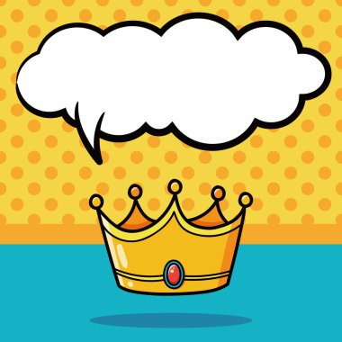 taç doodle, konuşma balonu vektör çizim