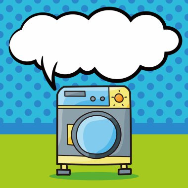 çamaşır makinesi doodle, konuşma balonu vektör çizim