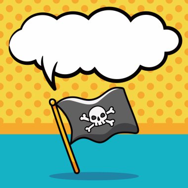 korsan bayrağı doodle, konuşma balonu vektör çizim