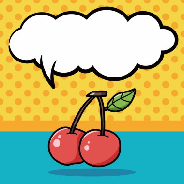 meyve kiraz doodle, konuşma balonu vektör çizim